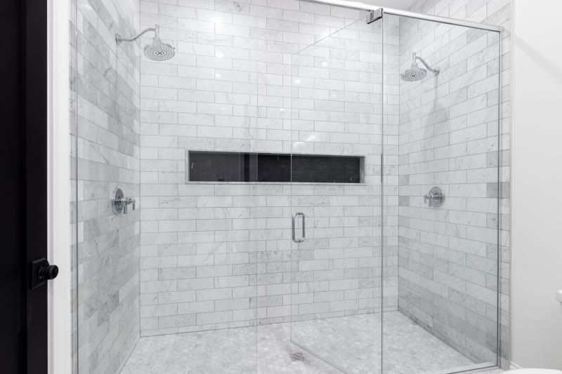 Glass Shower with Natural Stone Accents